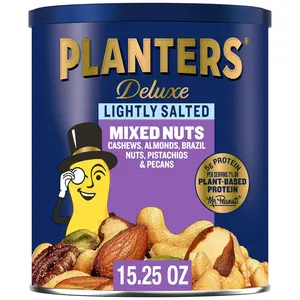 Deluxe Mixed Nuts, Cashews, Almonds, Brazil Nuts Mix, Pistachios, Pecans, Lightly Salted, Snacks for Adults and Kids, Party Snack, 15.25oz