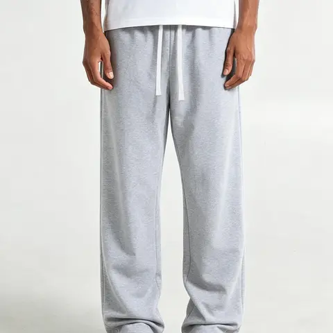 Unisex casual athletic long pants, loose straight wide-leg knit sweatpants with an elastic waistband and drawstring, suitable for fitness, running, and other outdoor activities.