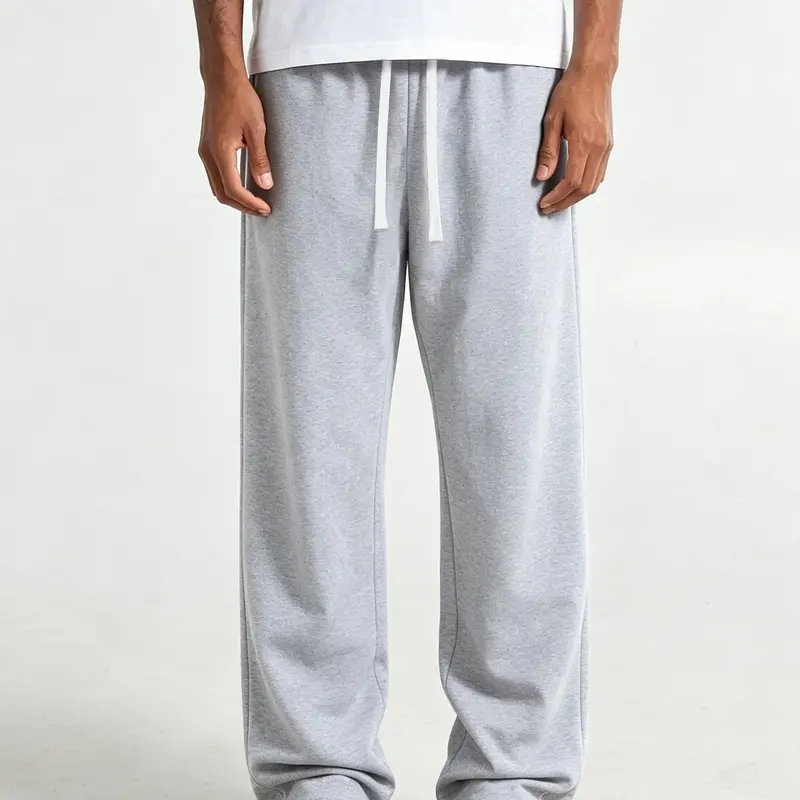 Unisex casual athletic long pants, loose straight wide-leg knit sweatpants with an elastic waistband and drawstring, suitable for fitness, running, and other outdoor activities.