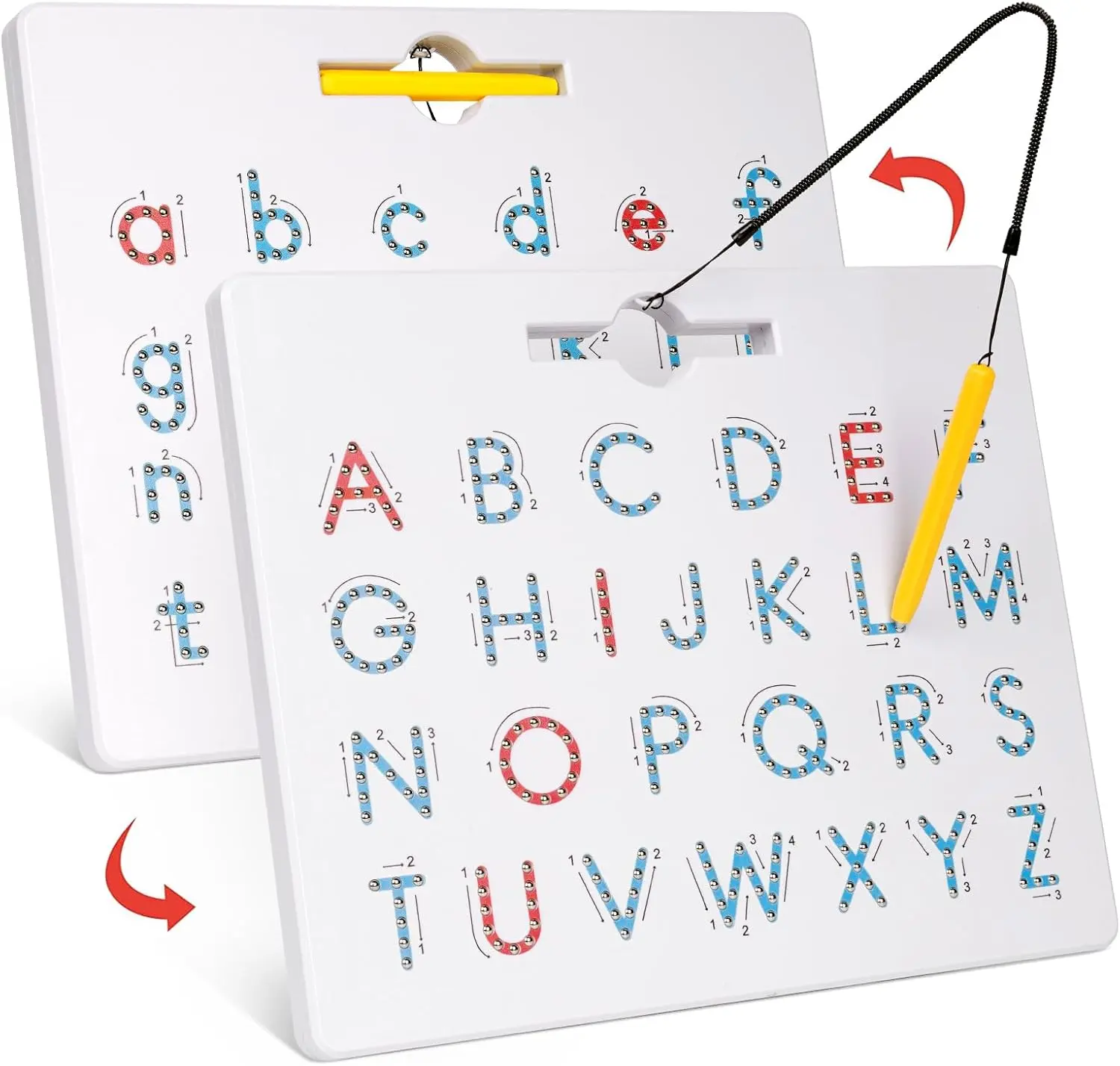 2-in-1 Double-Sided Magnetic Letter Tracing Board with Alphabet Magnets, Preschool Alphabet Tool, Toddler Learning Materials