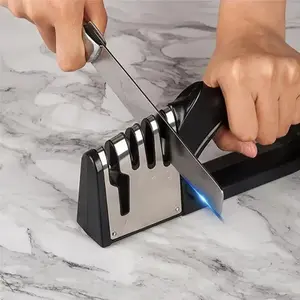 4-Stage Professional Kitchen Knife Sharpener - Multifunctional Portable Non-slip Base for Knives, Scissors & All Household Blades
