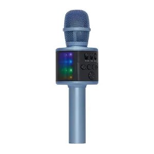 Core Innovations Wireless Bluetooth Karaoke Microphone with LED Lights - Sierra Blue