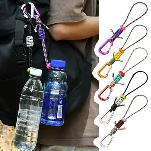 Quick-Release Paracord Water Bottle Hang Buckle Carabiner Portable EDC Clip Multifunctional Hook for Outdoor Hiking Backpack