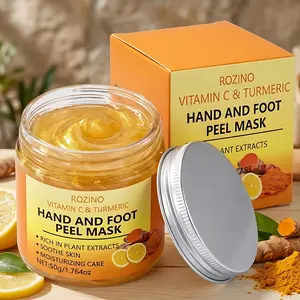 Rozino Vitamin C & Turmeric Hand and Foot Mask Brightens Skin Tones Removes Dead Skin Smooths Softens Deep Moisturizes Gentle Skincare Treatment - Moisturizing Brightening Hydrating Exfoliate Hydrate Moisture Moisturizer