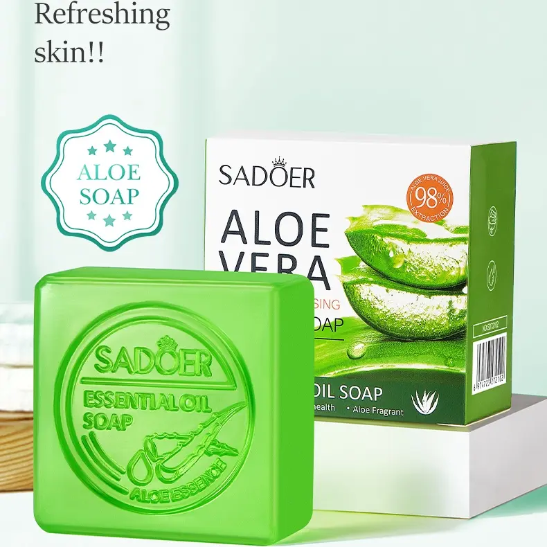 Aloe Vera Essential Oil Bar Soap - Daily Body Care Moisturizer, Hydrating Rich-Lather Solid Cleanser for Dry Skin Face & Body, 100g (3.52 oz)