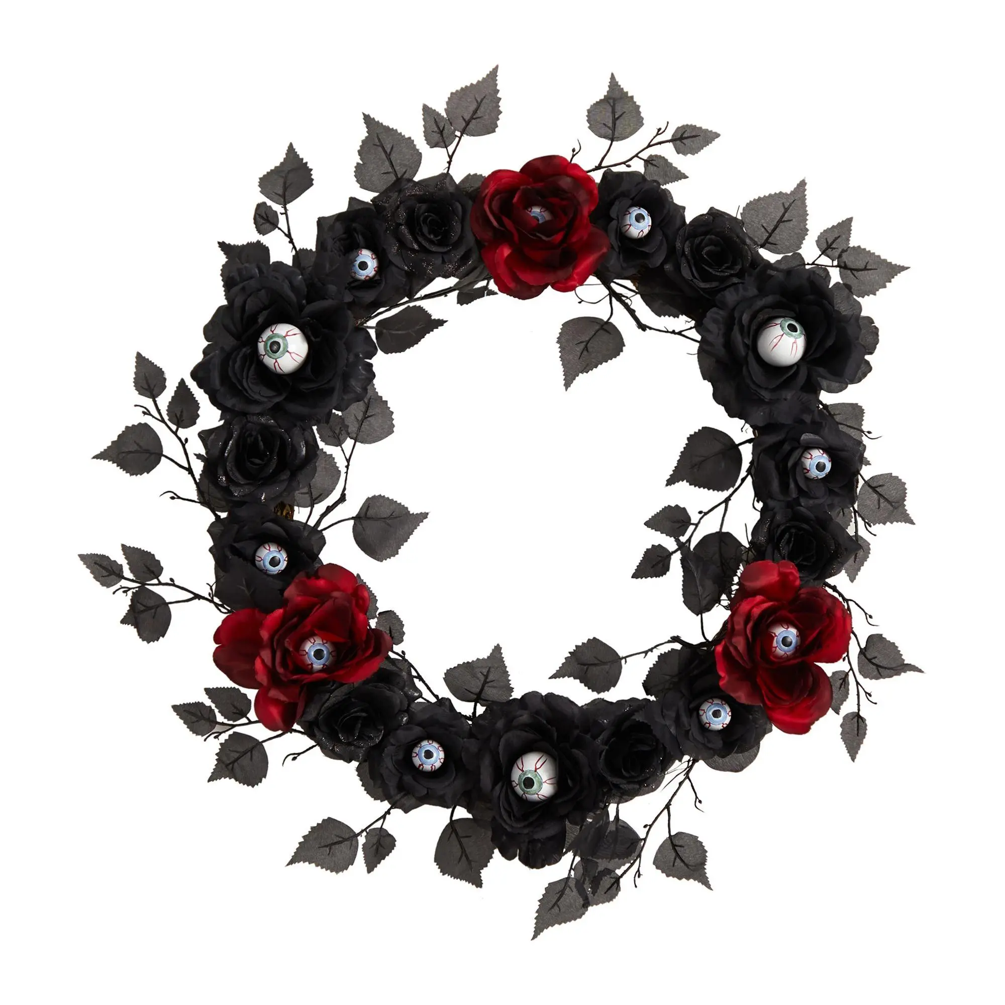 Nearly Natural 24" Eyeball Rose Halloween Artif icial Wreath