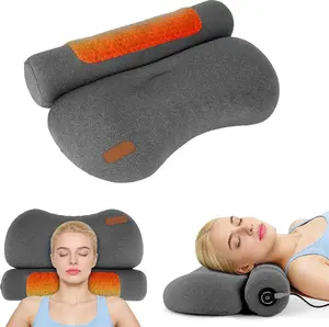 USB Heated Cervical Neck Pillow, Zero Pressure Memory Foam Heating Pillow with Eye Mask-5593