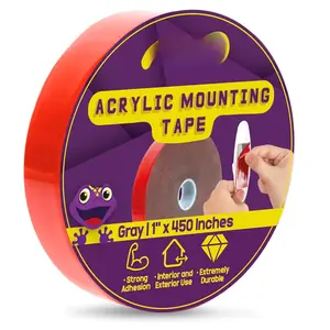 Double-Sided  Mounting Tape Removable, Gray, 1-Inch x 450-Inch,  Indoor and Exterior Double Sides Brick Mounting Tape