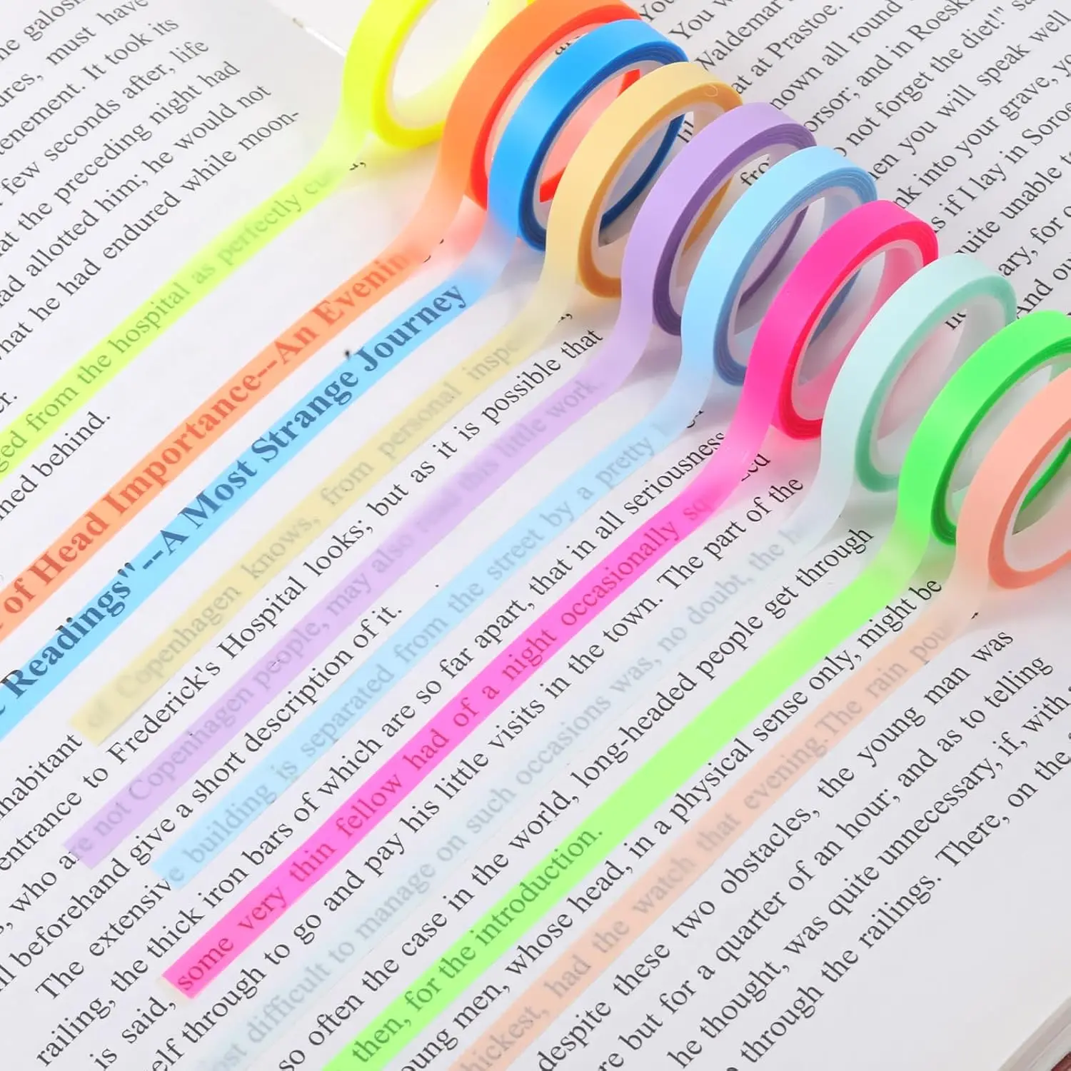 10 Rolls Morandi Neon Clear Highlighter Tapes, Sticky Note Tape, Easy to Tear, Colorful Transparent Page Markers, Removable from Books Without Leaving Marks, Highlighting Tape, Suitable for Teachers, Students, Home Office