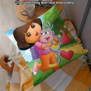 1pc Cushion Cover Featuring The Adventures of Dora Theme, for Decorative Use on Living Room Sofas Or in Bedrooms (Pillow Inserts Not Included)