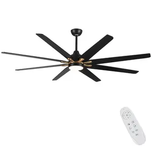 72 in. Modern Integrated LED Indoor Black and Gold Ceiling Fan with Remote Control, Reversible Motor, Included Downrod