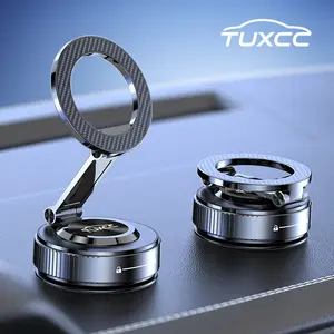 TUXCC  Magnetic Car Phone Mount,Full Metal Vacuum Suction Holder,360° Adjustable,Heat Resistant up to 85°C,Washable & Reusable,Includes Magnetic Ring Compatible with All Phones,Not Just MagSafe Phones,Deals For You Days