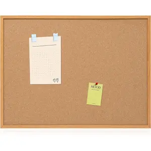 Cork Board Bulletin Board 30 x 42, Oak Framed 4x3 Corkboard, Office Board for Wall Decor, Large Wall Mounted Notice Pin Board with 15 Push Pins for School,  & Office