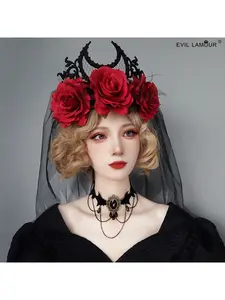 Gothic limelight veil crown death demon witch princess halloween ghost festival king bride headdress