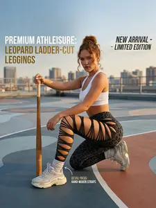 Women's Striped High Waist Yoga Pants, Breathable Tummy Control Seamless Butt Lifting Fitness Running Sports Pants, Summer Leopard Print Long Pants, High Waist Leggings