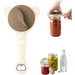 Adjustable Stainless Steel Jar Opener, Jar Opener for Weak Hands with Bottle Cap Opener, Multifunctional Utensils Lid Gripper & Bottle Opener for 1''-3.5'' (1PC)