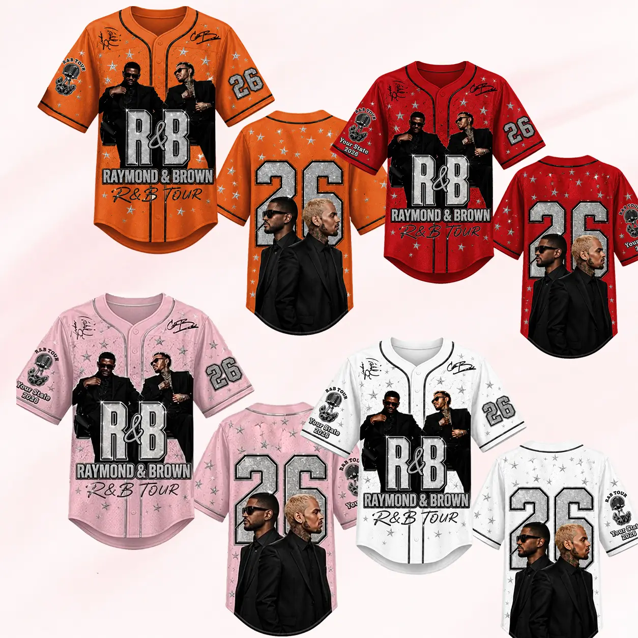 Vintage R&B Fan Custom Music Tour Baseball Jersey - Personalized Button-Up Sports Collectible with Custom Name