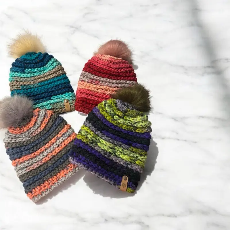 Cozy Handmade Crochet Beanies for Adults - Custom, Soft & Stylish Winter Hats with Pom Pom, 100% Soft Acrylic Yarn, Chunky Design