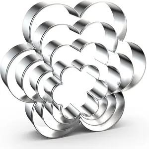 Large Scallop Flower Cookie Cutter Set - 2/3/4/5 Inch Six Petal Scalloped Edge Spring Flower Shape Cookie Molds Stainless Steel