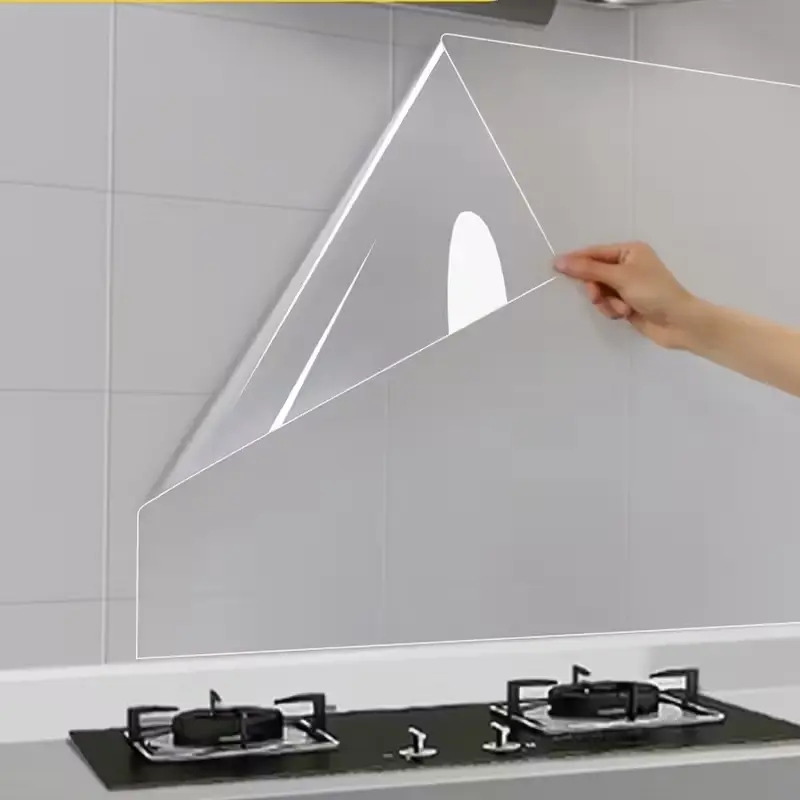 Plastic Static Adhesive Wall Protection Film, Waterproof Oil-Resistant Removable Film, Kitchen Tile Interior Walls Home Dorm Decor, No Glue Easy Clean, Accent Wall Peel And Stick, 118 Inches