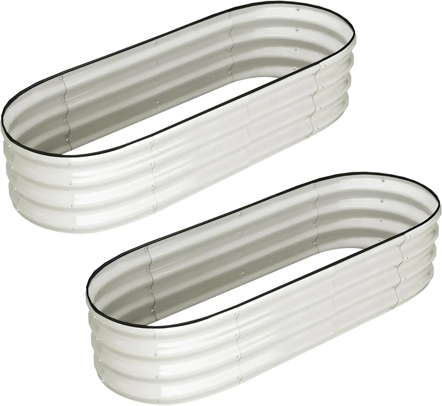 Oval Raised Garden Bed, 2 Pcs Galvanized Raised Beds for Outdoor, Planter Raised Boxes with Open-Ended Base,Large Metal Raised Planter Beds for Vegetables,Flowers,Tool-Free Assembly