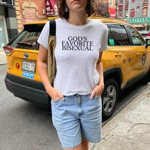 God's Favorite Bisexual Baby Tee, Y2K Bimbo Pride Tee Summer Outfit