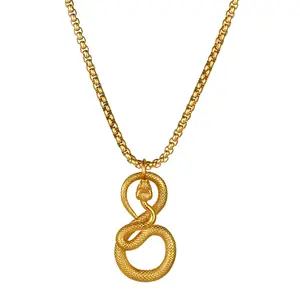 OIDEA Viper Snake Pendant Necklace for Men, Stainless Steel 22-Inch Wheat Chain, Gothic Punk Animal Charm Jewelry