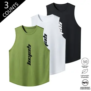 Men’s quick-dry breathable athletic tank top for fitness and running; stylish casual quick-dry T-shirt, ultra-lightweight, moisture-wicking