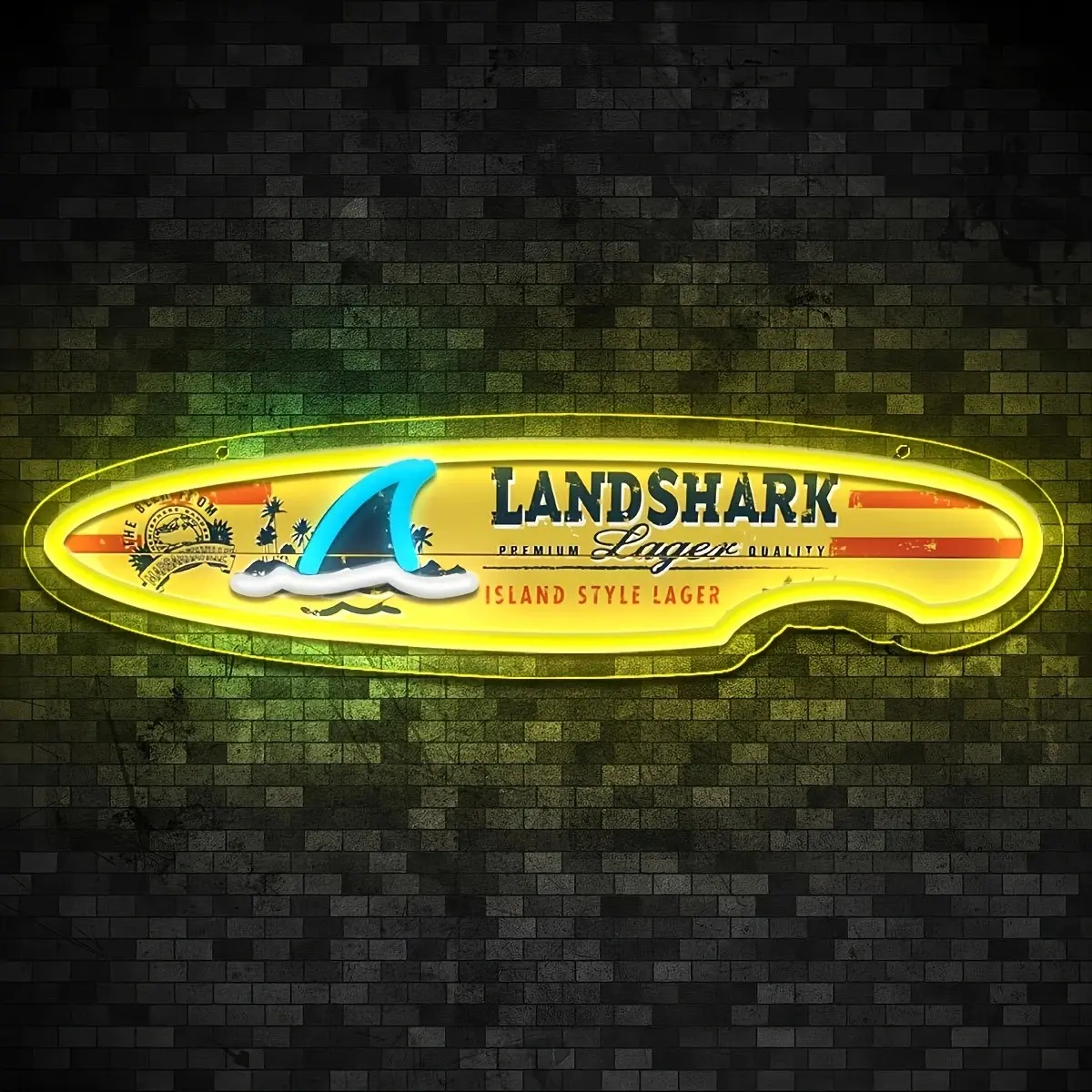 1 PC hanging wall neon light made of acrylic, Neon light sign, Neon Signs, UV home lighting, Cool lights, Land Shark Lagoon surfboard, USB powered adjustable light, Decorative light decor, perfect for esports room party, beer festival, birthday gift