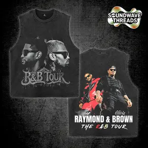 (Colored Version) The R&B Tour 2026 : Raymond & Brown V15 Premium Acid Washed Tank Top, R&B Music Duo Graphic Tee, Urban Hip Hop Soul Streetwear Shirt, Concert Tour Merch, Gift for R&B Fans, Vintage Music Tee