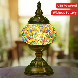 Türkiye Morocco Mosaic table lamp, handmade glass bedside night lamp, including three color adjustable bulbs, metal base, is very suitable for bedroom and living room decoration, desk, bedside lamp, atmosphere lamp, romantic Valentine's Day gift.