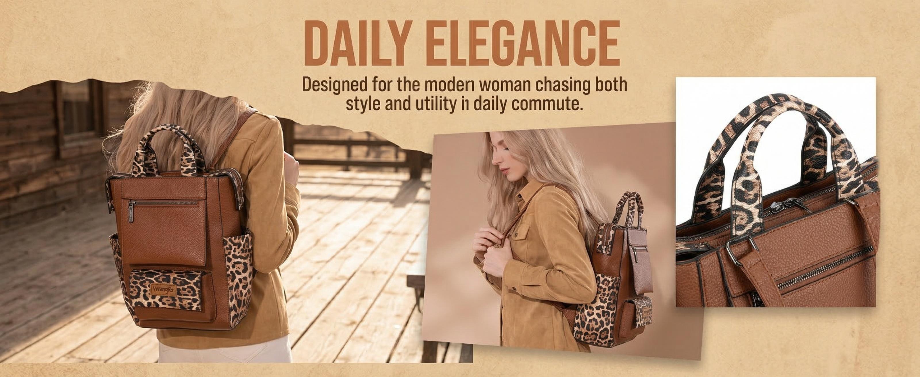 Wrangler Western Leopard Print Women's Convertible Anti-Theft Backpack with Adjustable Strap & Magnetic Closure for School & Travel TikTokShopJumpstartSale