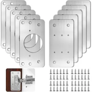 Hinge Repair Plate, Cabinet Hinge Repair Plate with Customized Screws,Stainless Steel Kitchen Cupboard Door Hinge Repair Brackets with Holes for Kitchen Cupboards Door