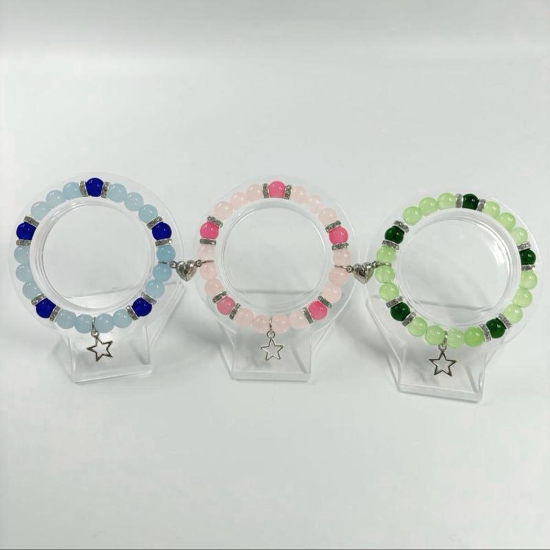 Powergirl Matching Bracelets 3 Pieces Perfect Gift for 3 Best Friends with Colorful Beads and Star Charms
