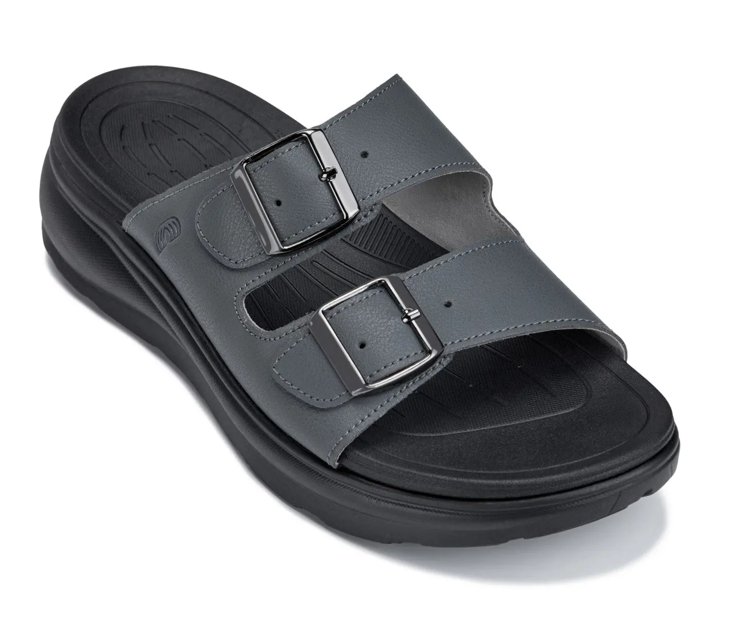 CALTO - X1661 - 2 Inches Taller (Iron Grey Buckle) - Dual Adjustable Buckle Sandals