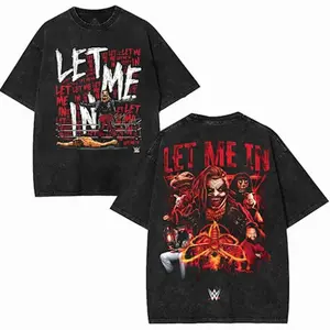 WWE - Bray Wyatt Let Me In Red Wash Tshirt, Wrestler Shirt, WWE Shirt, Tee, Unisex T-Shirt, men gifts Menswear Underwear graphic Top Seamless graphic tee graphic hoodies men gifts