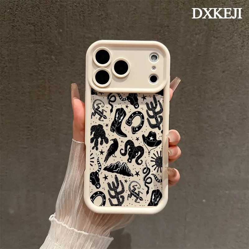 Wild Western Cowboy-Cowgirl Desert Pattern Customized Lightweight TPU Soft Silicone Shock-Resistant Cellphone Case with Resistance & Manufacturer Warranty, Handheld Protective Accessory for iPhone 17 16 16 Plus 15 Pro Max 14 13 12 11 Plus Air Devices
