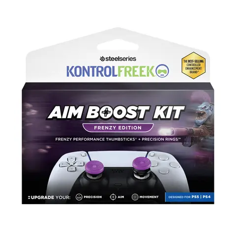 KontrolFreek Aim Boost Kit Frenzy Edition Gaming Accessories - Ergonomically Designed for PS5/PS4 Controllers, Compact Cushioned Stick Tips, Mixed Height Resistance Thumbsticks, Precision Rings for Better Control