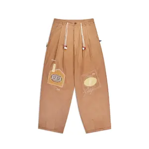 POP MART Hirono Living Wild - Snowfield Log Cabin Patchwork Cargo Pants