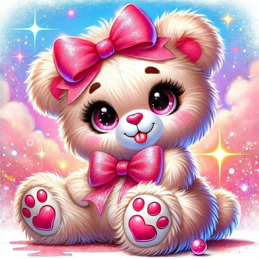 1pcs 5D DIY handmade diamond painting kit, 5D diamond art set, DIY decoration, cute pink bear diamond painting kit full round drill DIY, mosaic, diamond art, DIY home decor, suitable for Halloween and Christmas, Handmade Gifts