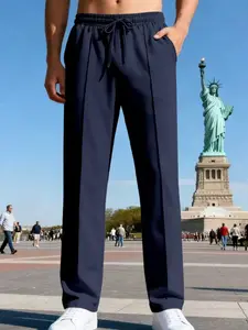 Men's loose straight-leg casual straight-leg pants, American oversized long-leg pants, men's all-season lower sportswear trousers. Hiking trousers. Light business trousers Pockets.