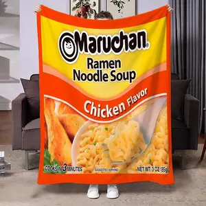 Chicken Ramen Packaging Printed Blanket, Soft Comfortable Small Throw Blanket, Suitable for Bedroom Office Sofa, Easy Clean