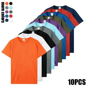 10-piece set of summer men's sports T-shirts, breathable and comfortable, essential for casual sports, featuring pure color and simple design, versatile for both men and women Athletic Top Gym Outfit Tee
