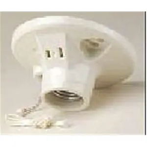 212 MAIN Porcelain Grounded Pull Chain Lampholders with Side Outlets, Medium Base, UL Listed Pull Cord