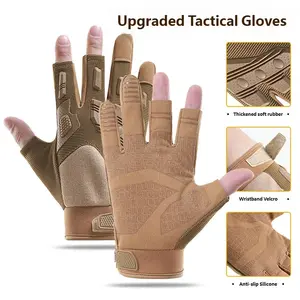 Men's Tactical Gloves for Outdoor Climbing, Anti-Slip Rubber Protection, Open-Finger Design, Superfine Leather, Cycling Gloves