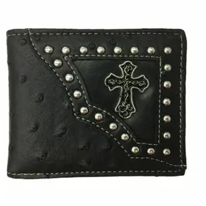 Western Cross Men's Bifold Wallet Ostrich Embossed Black Premium Craftsmanship Upgrade Your Everyday Essentials Spacious Design