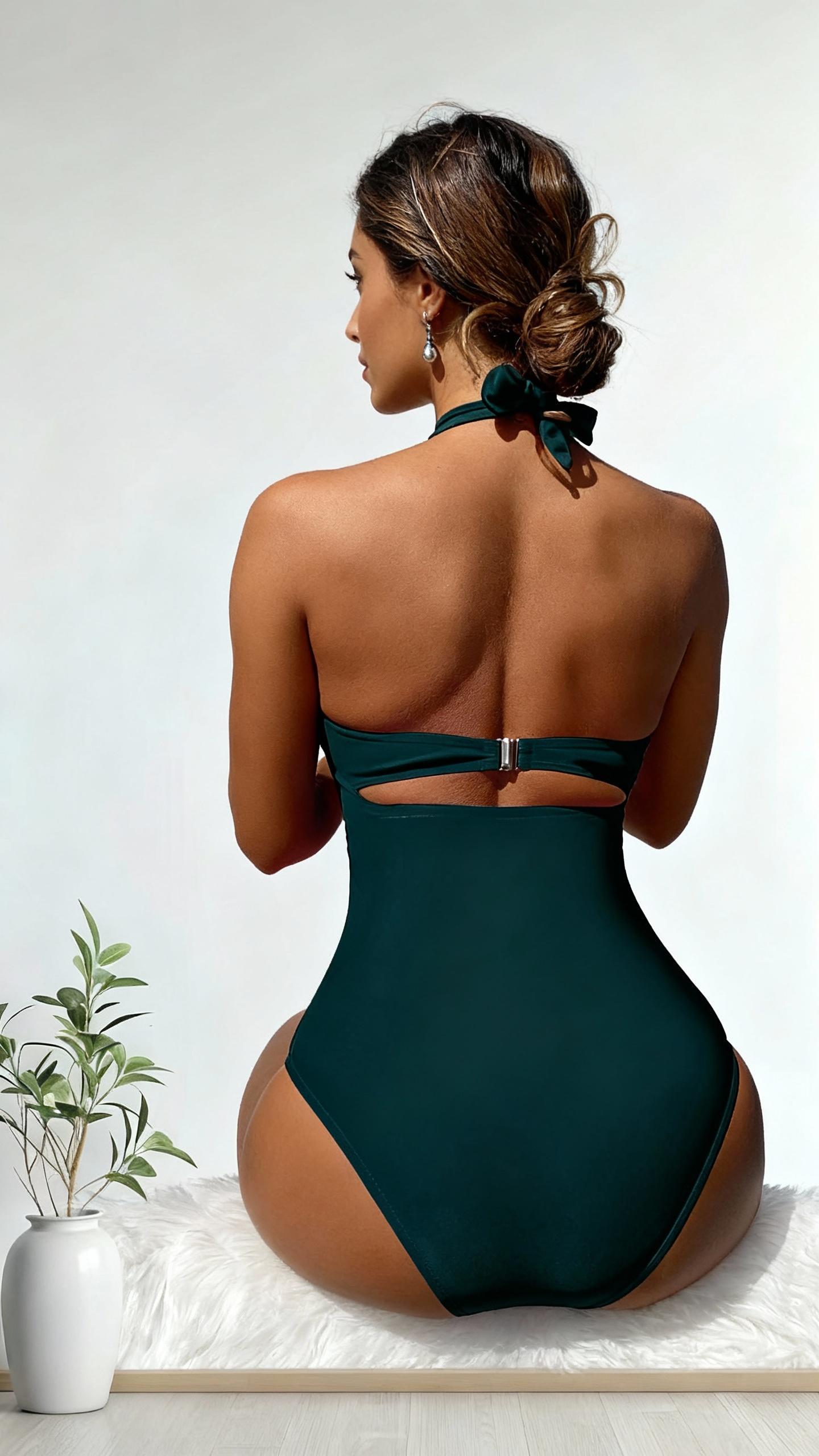 2026 Drawstring One-piece Women Swimsuit NewSwimwear Female High Waisted Bikini BandeauHalter Bathing Suit Swimming for Monokini Women's Slimming Tie Knot