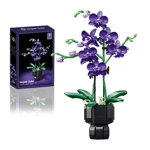 Elegant Violet Orchid Artificial Plant 3D Puzzles Flowers Set Home Décor Gift for Adults Botanical Collection Great Gift for Birthday Anniversary for Her Him Christmas