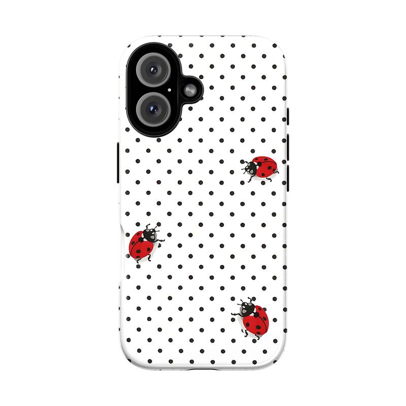 Cute Ladybug Phone Case – Polka Dot & Gingham Aesthetic Bug Art Cover for iPhone 15 14 13 12 11 Pro Max XS XR & Samsung Galaxy S21–S25 Ultra| Kawaii Red Ladybird Pattern Case, Soft Girly Cottagecore Gift for Her