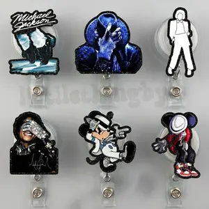 King of Pop Badge Reel, Michael Jackson Badge Reel, Retro Pop Music Badge Reel, Vintage Singer ID Holder, Music Fan Gift, Retractable